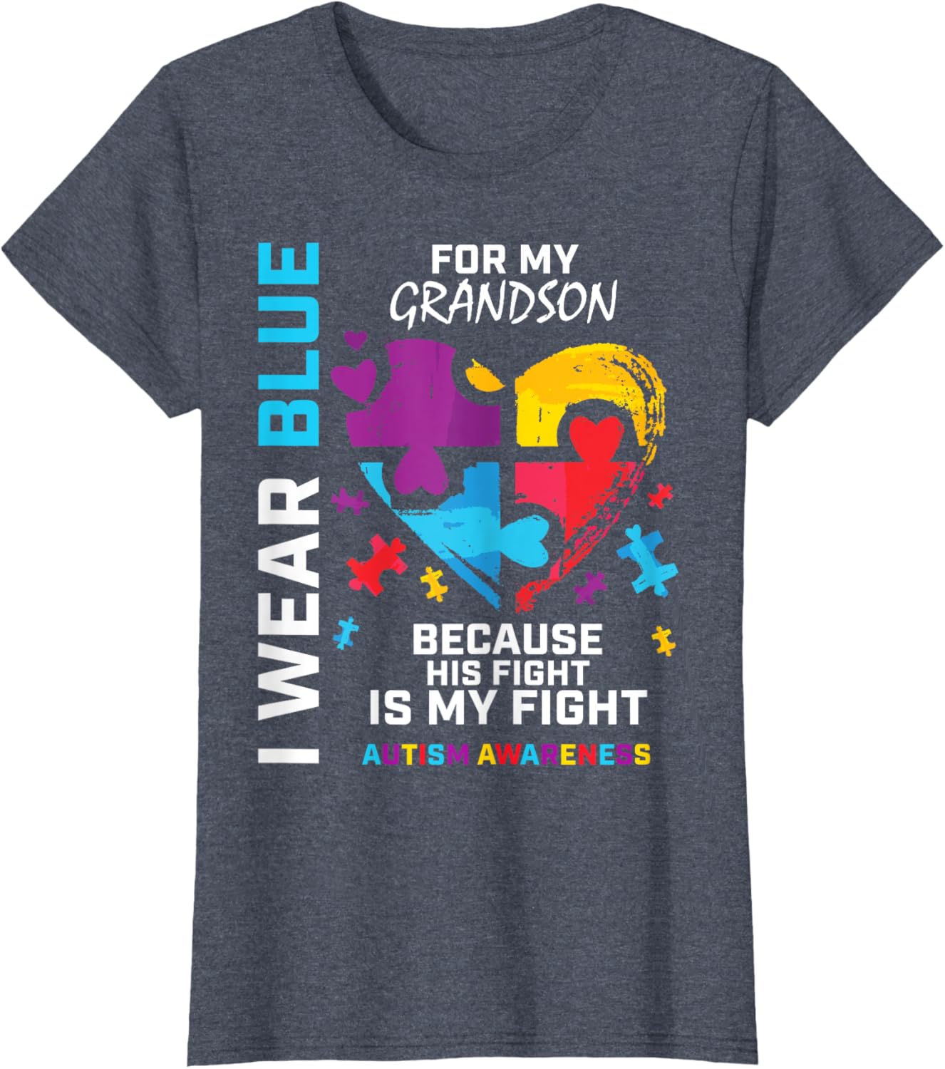 Grandma Grandpa I Wear Blue For My Grandson Autism Awareness