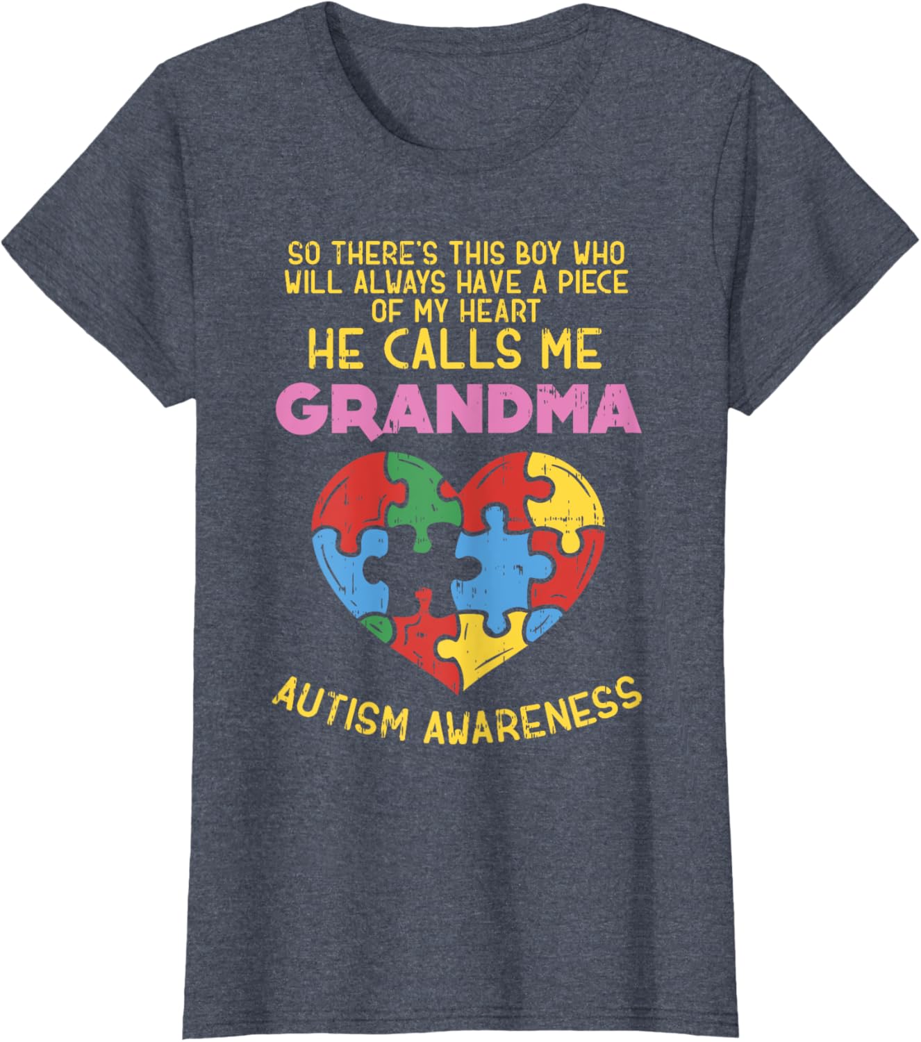 Grandma Autism Awareness Shirt Austistic Boy Piece My Heart