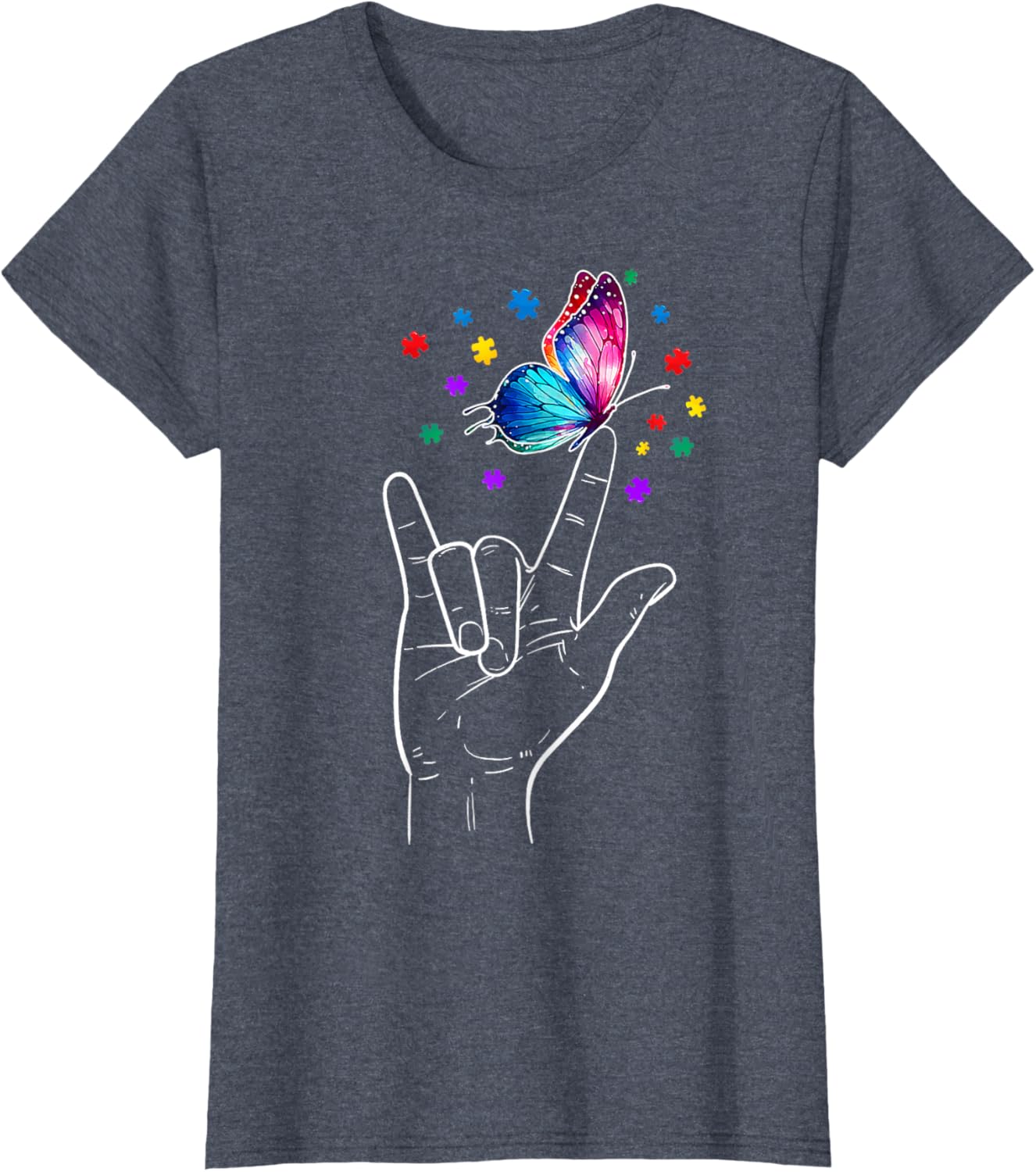 I Love You Hand Sign Language Butterfly Autism Awareness