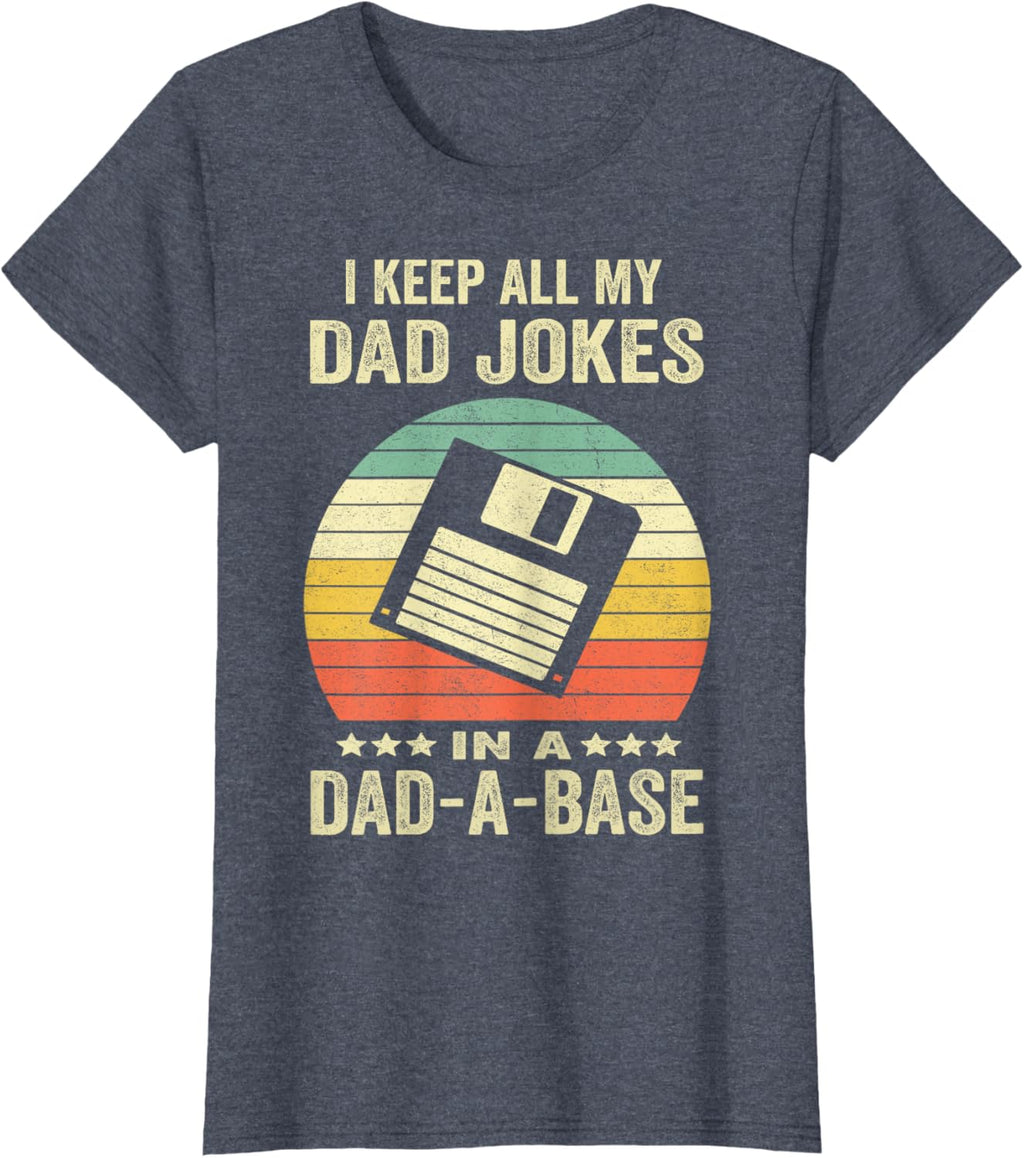 Mens Funny dad jokes in dad-a-base vintage for father's day