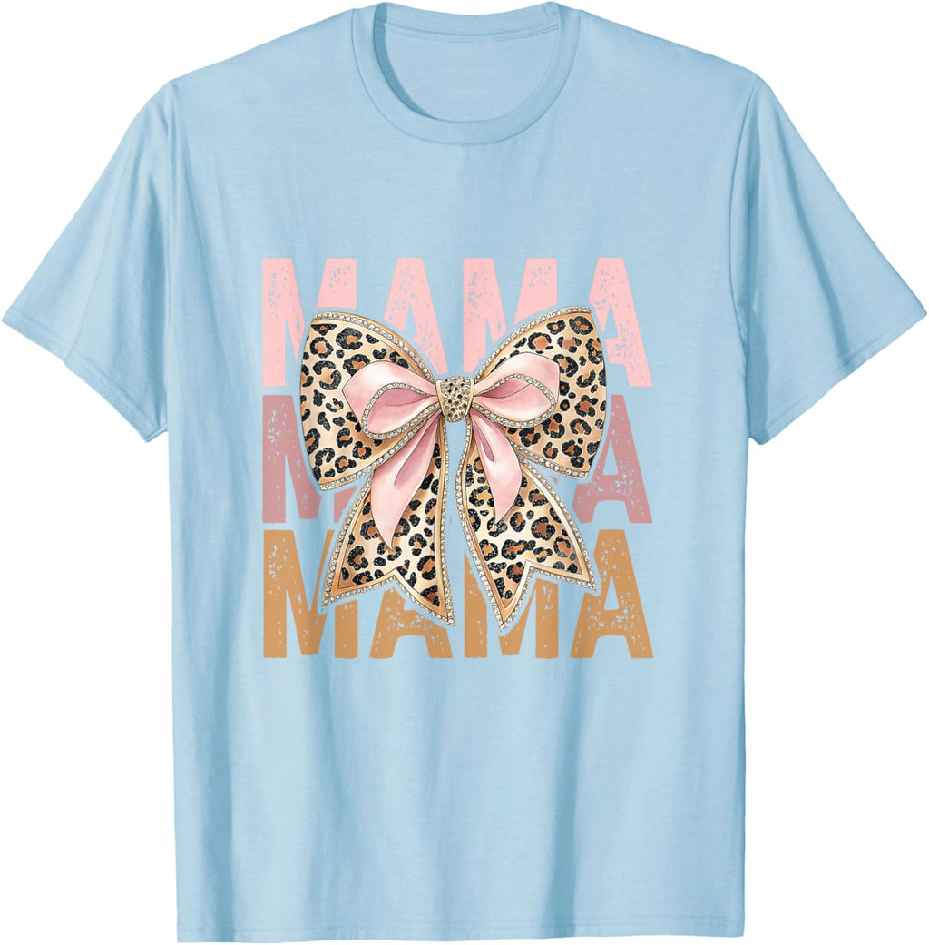 Retro Leopard Mama,Cute Mom Retro Coquette Bow Mother's Day