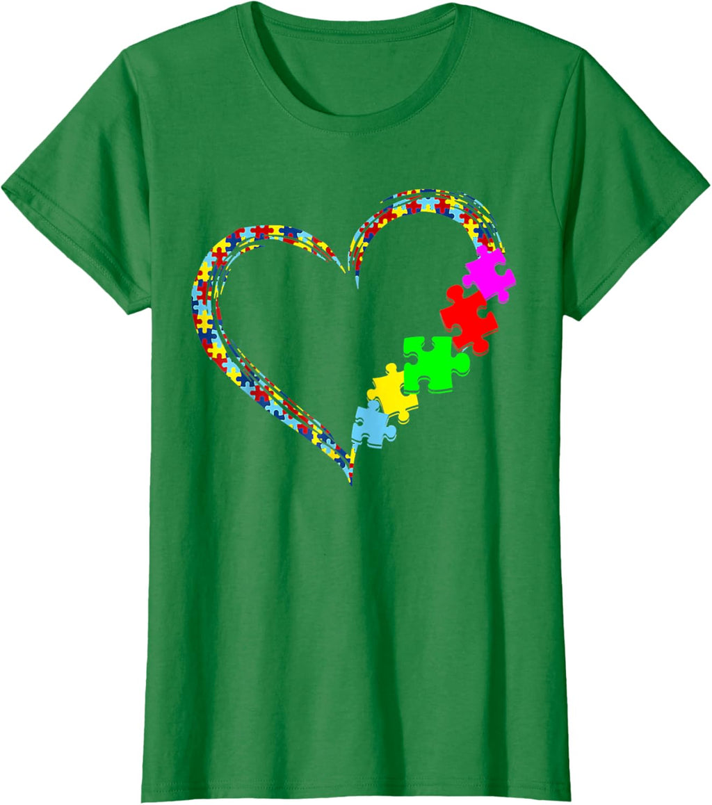 Autism Awareness Love Heart Puzzle Piece Gift Men Women