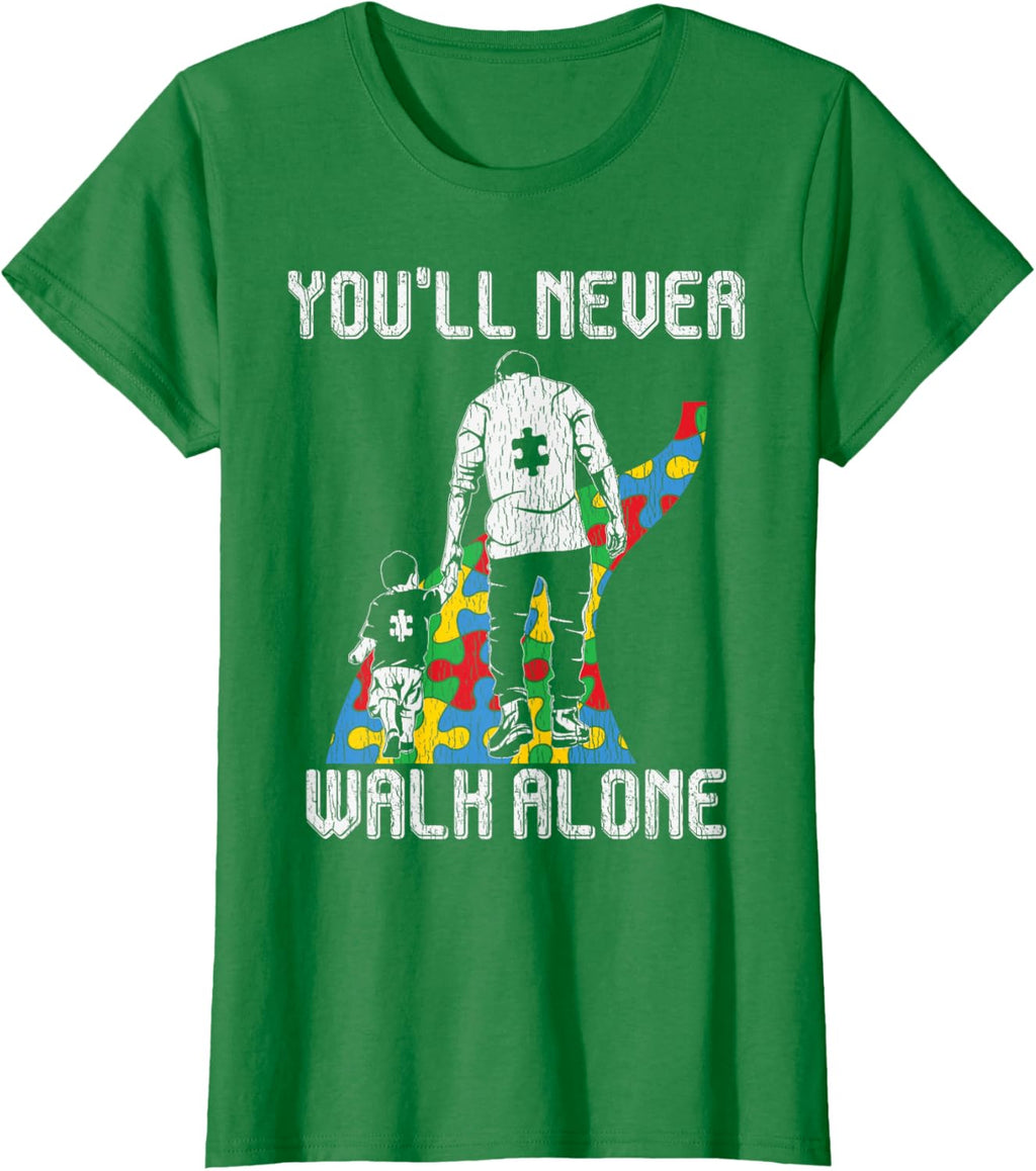 Vintage Father Son Family Autistic Kids Autism Awareness Dad
