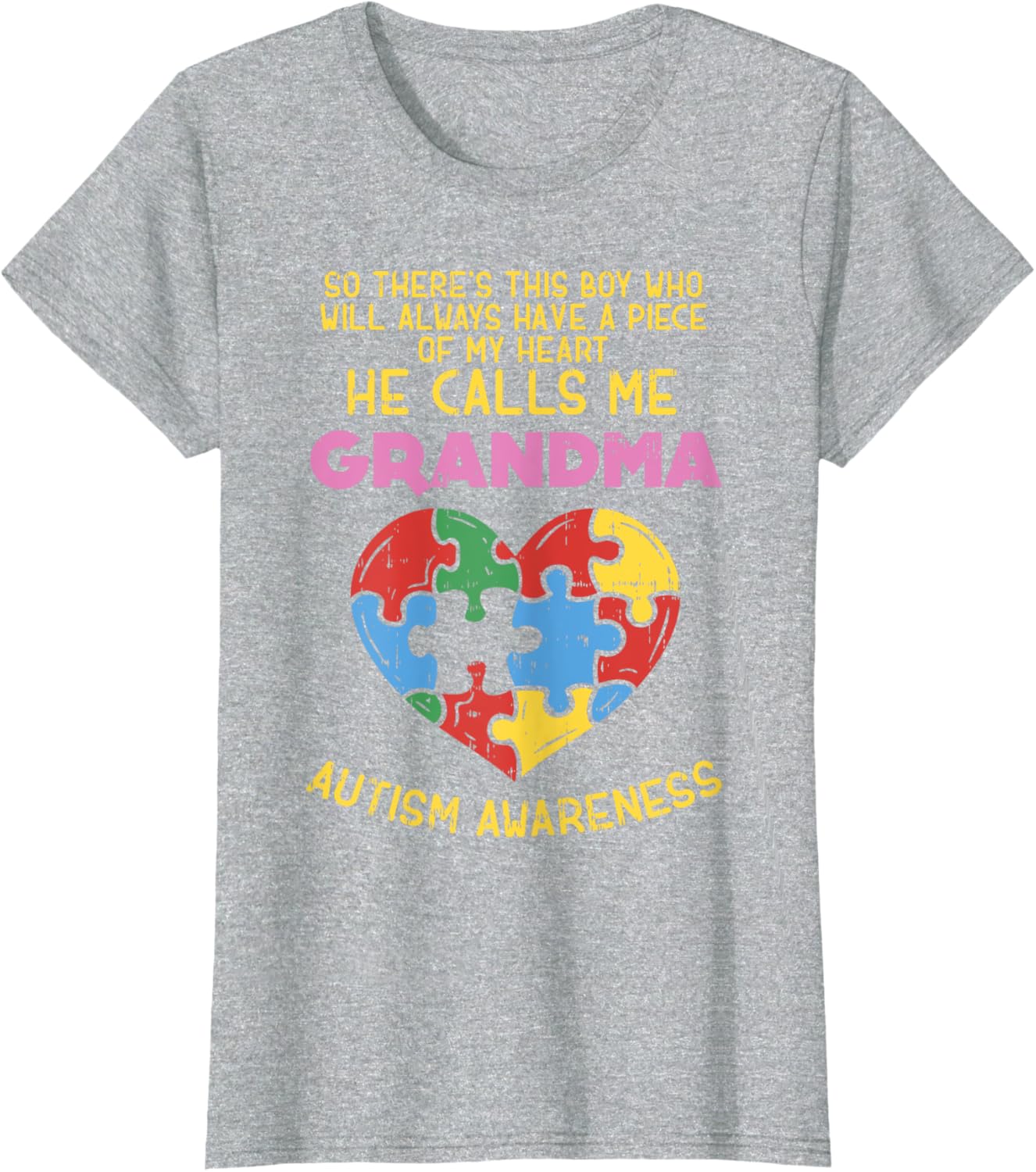Grandma Autism Awareness Shirt Austistic Boy Piece My Heart