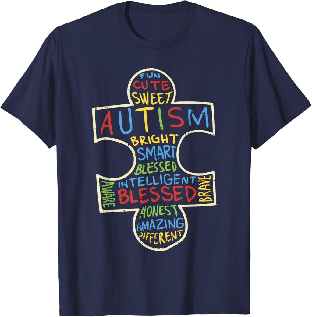 Autism Awareness Shirt Puzzle Piece Words Autistic Gift