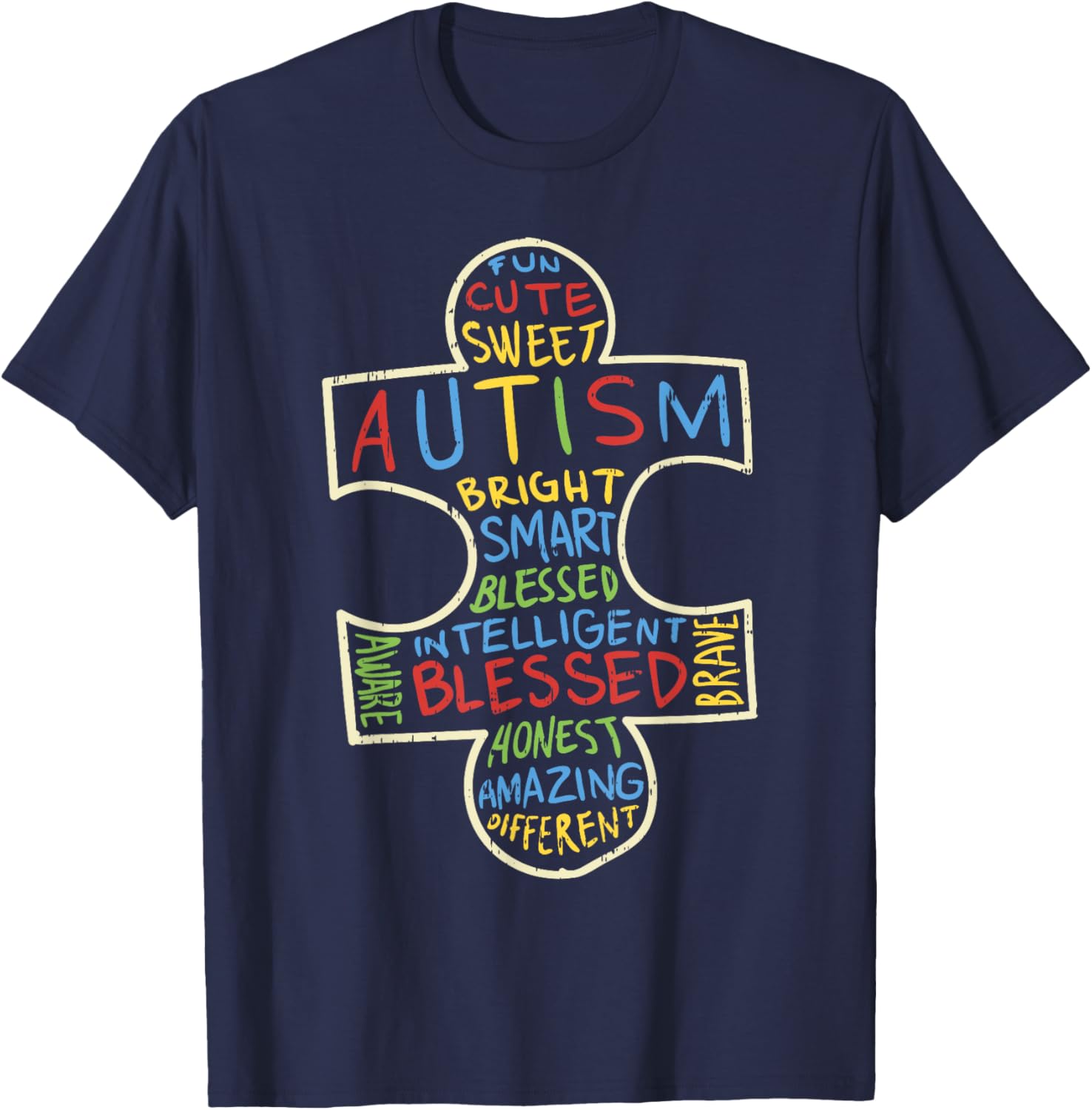 Autism Awareness Shirt Puzzle Piece Words Autistic Gift