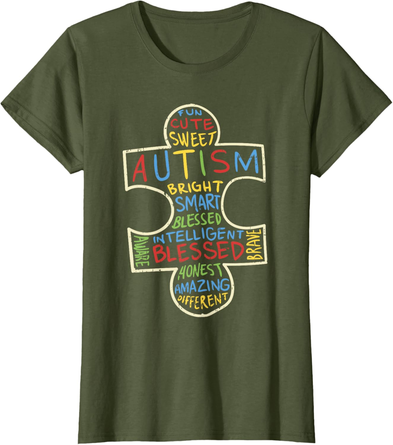 Autism Awareness Shirt Puzzle Piece Words Autistic Gift