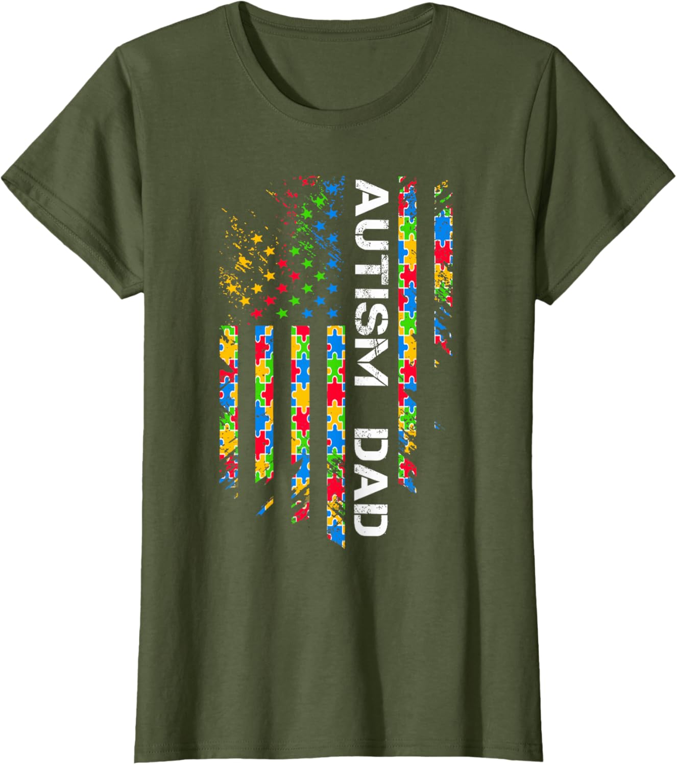 Autism Dad Awareness American Flag USA