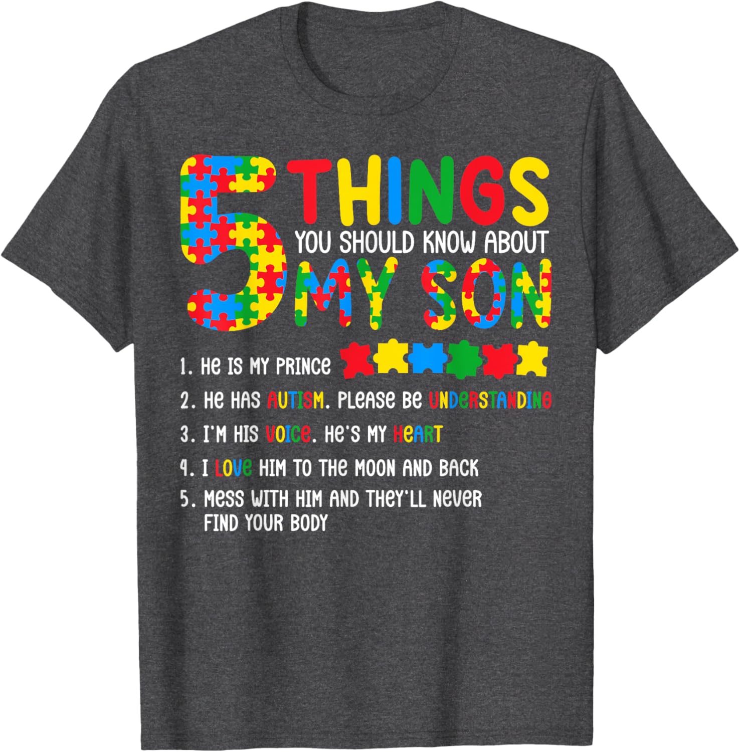 Autism Awareness Shirt 5 Things You Should Know About My Son