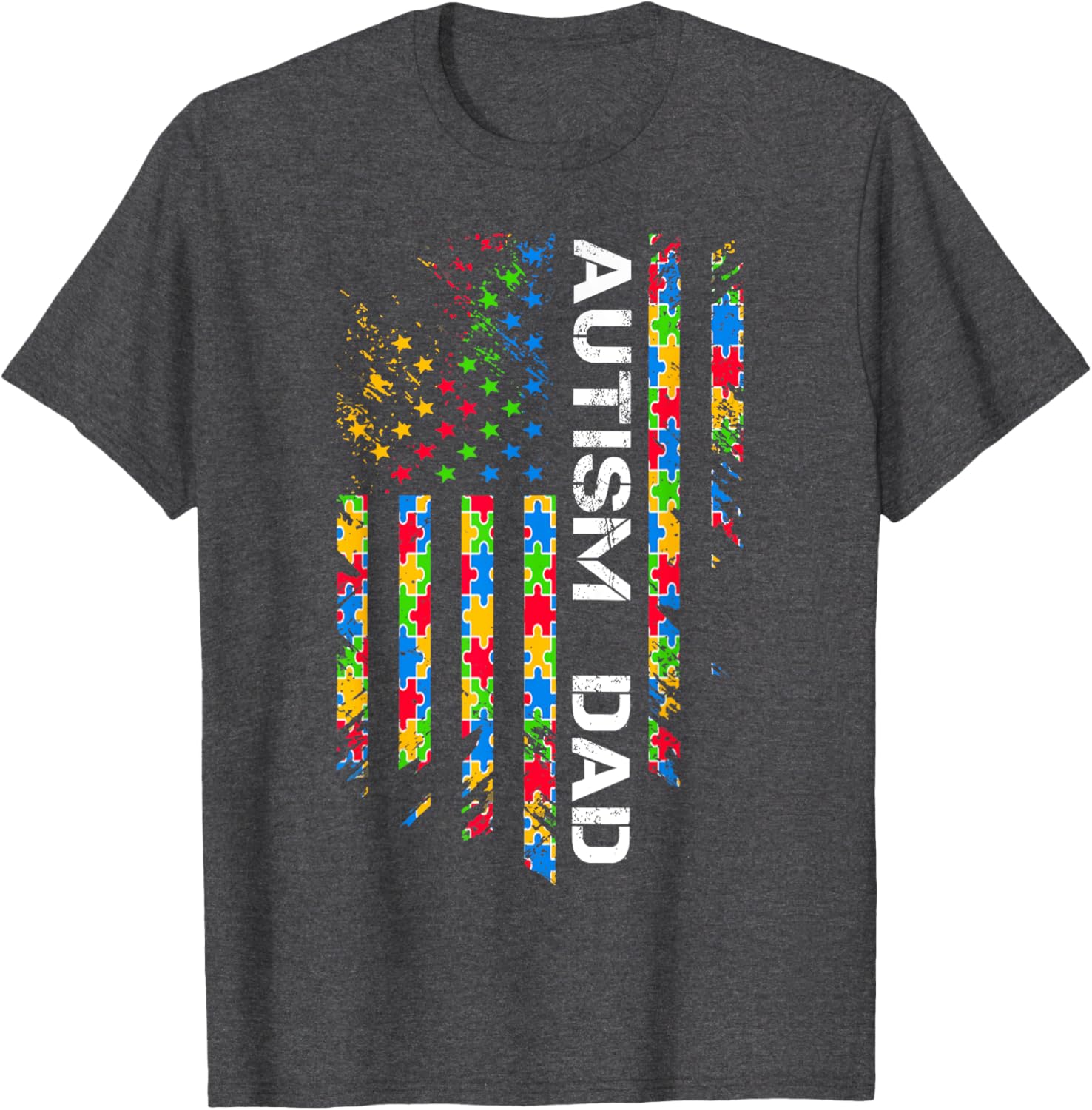 Autism Dad Awareness American Flag USA