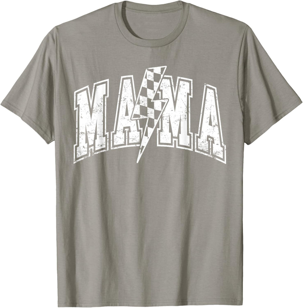 Mama Lightning Bolt Checkered Varsity Mom Women Mother's Day Mother Shirt