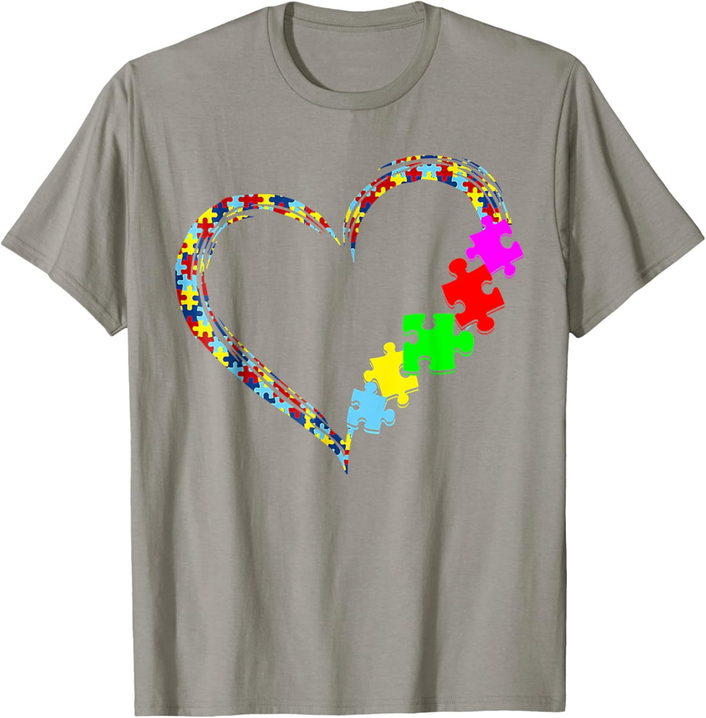 Autism Awareness Love Heart Puzzle Piece Gift Men Women
