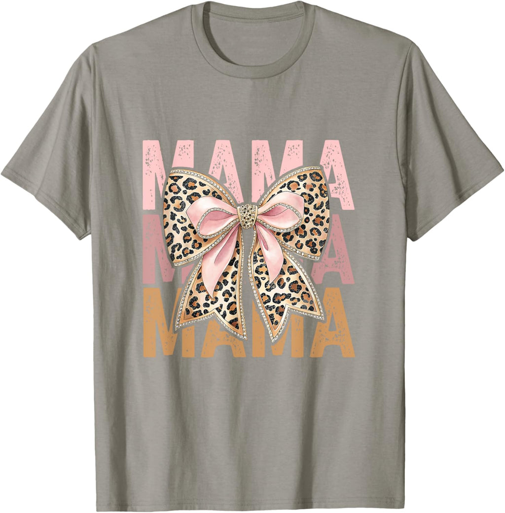 Retro Leopard Mama,Cute Mom Retro Coquette Bow Mother's Day