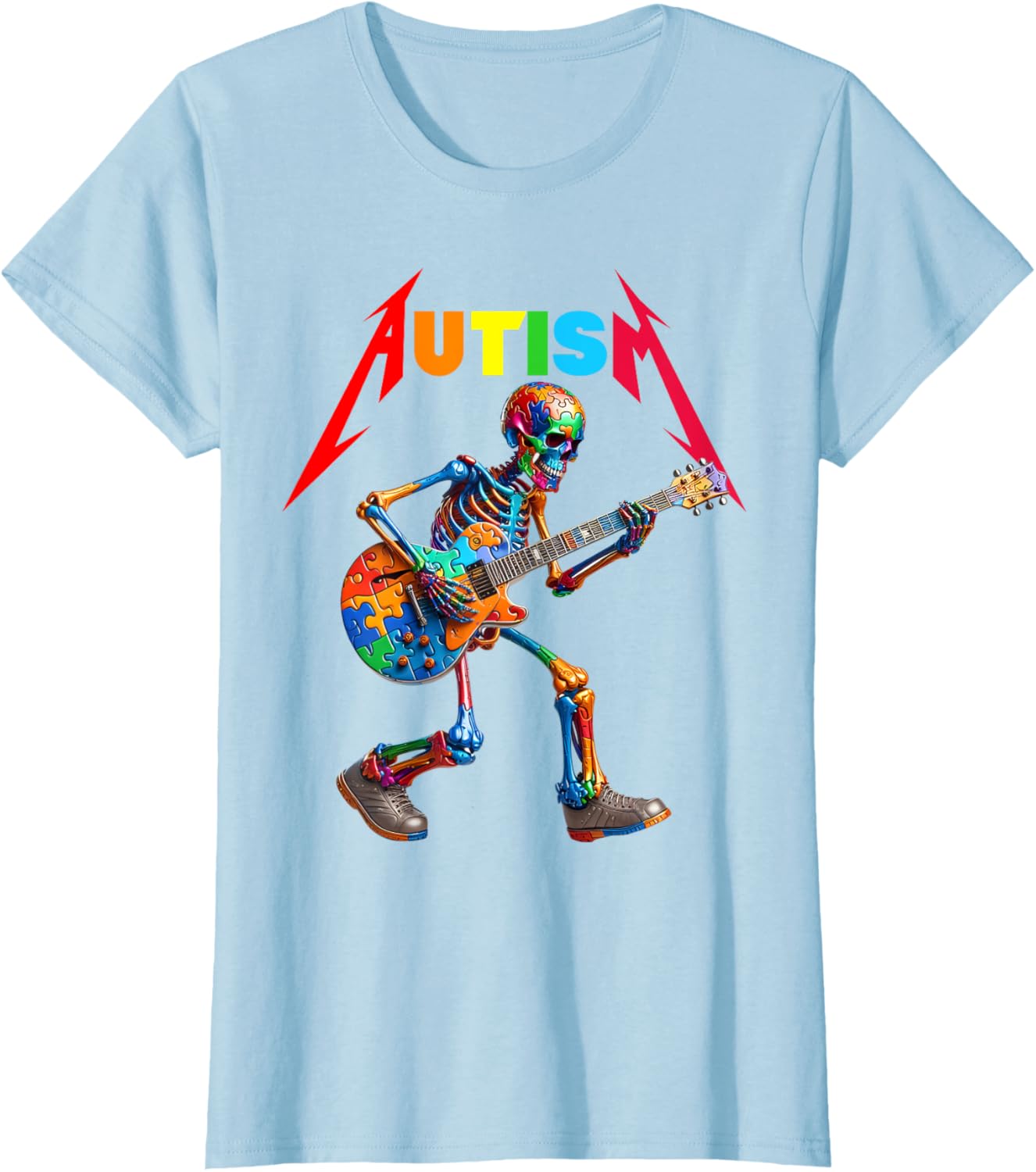 Autism Skeleton Guitar Rock Puzzle Music Autism Awareness