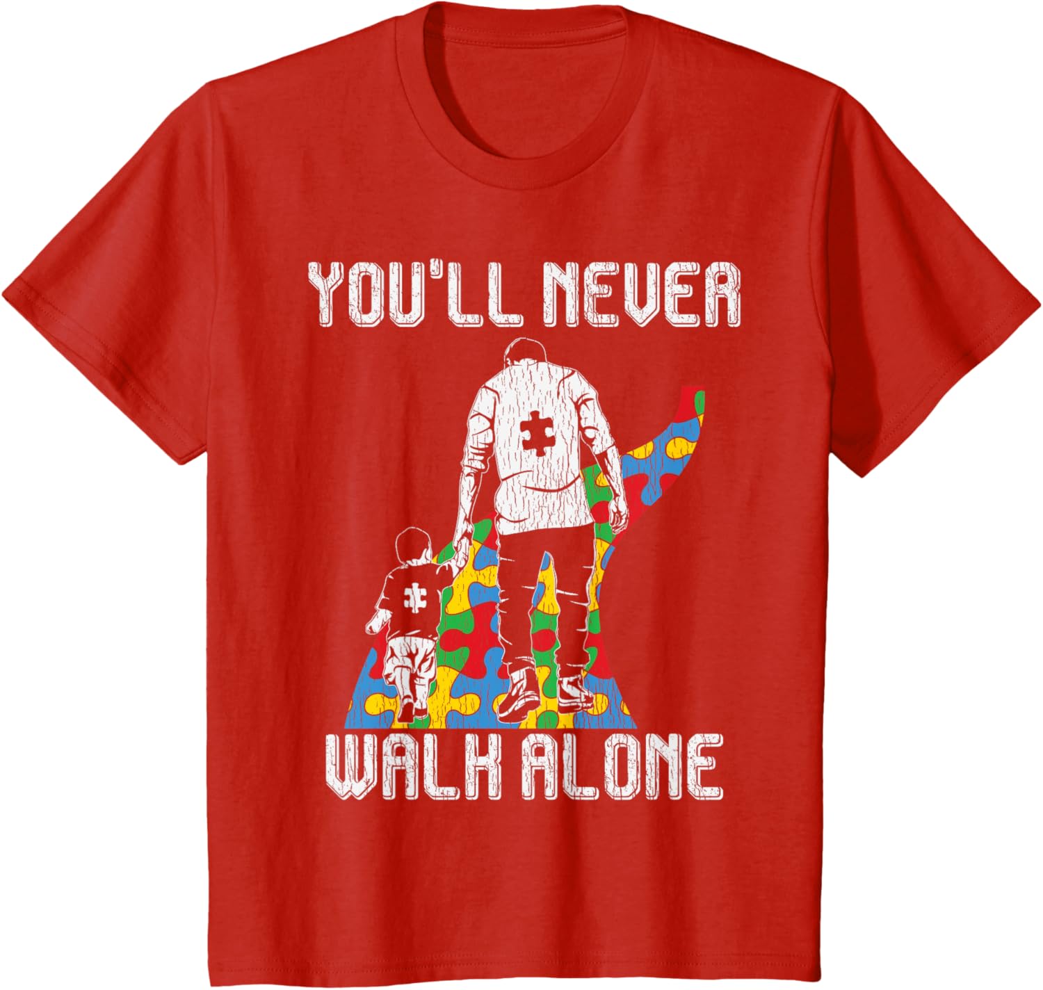 Vintage Father Son Family Autistic Kids Autism Awareness Dad