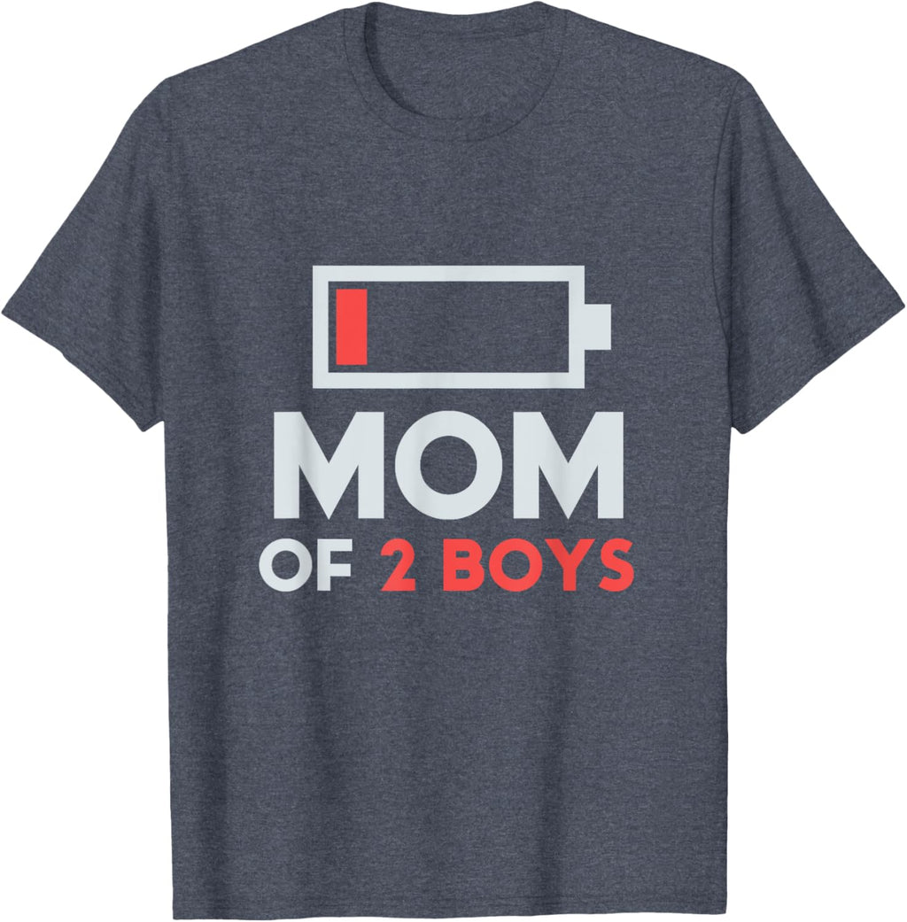 Mom of 2 Boys Gift from Son Mothers Day Birthday Women Mother Shirt
