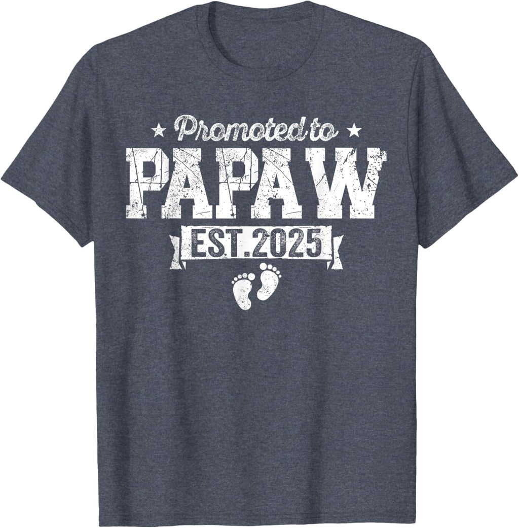 Retro Promoted To Papaw 2025 New Papaw First Father's Day T-Shirt, Small, Black
