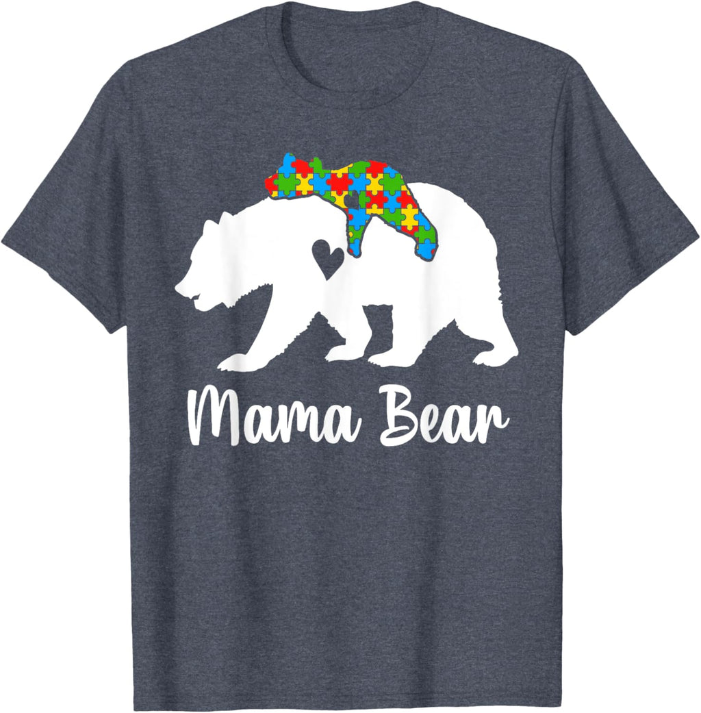 Mama Bear Love Support Autism Awareness Bear Family