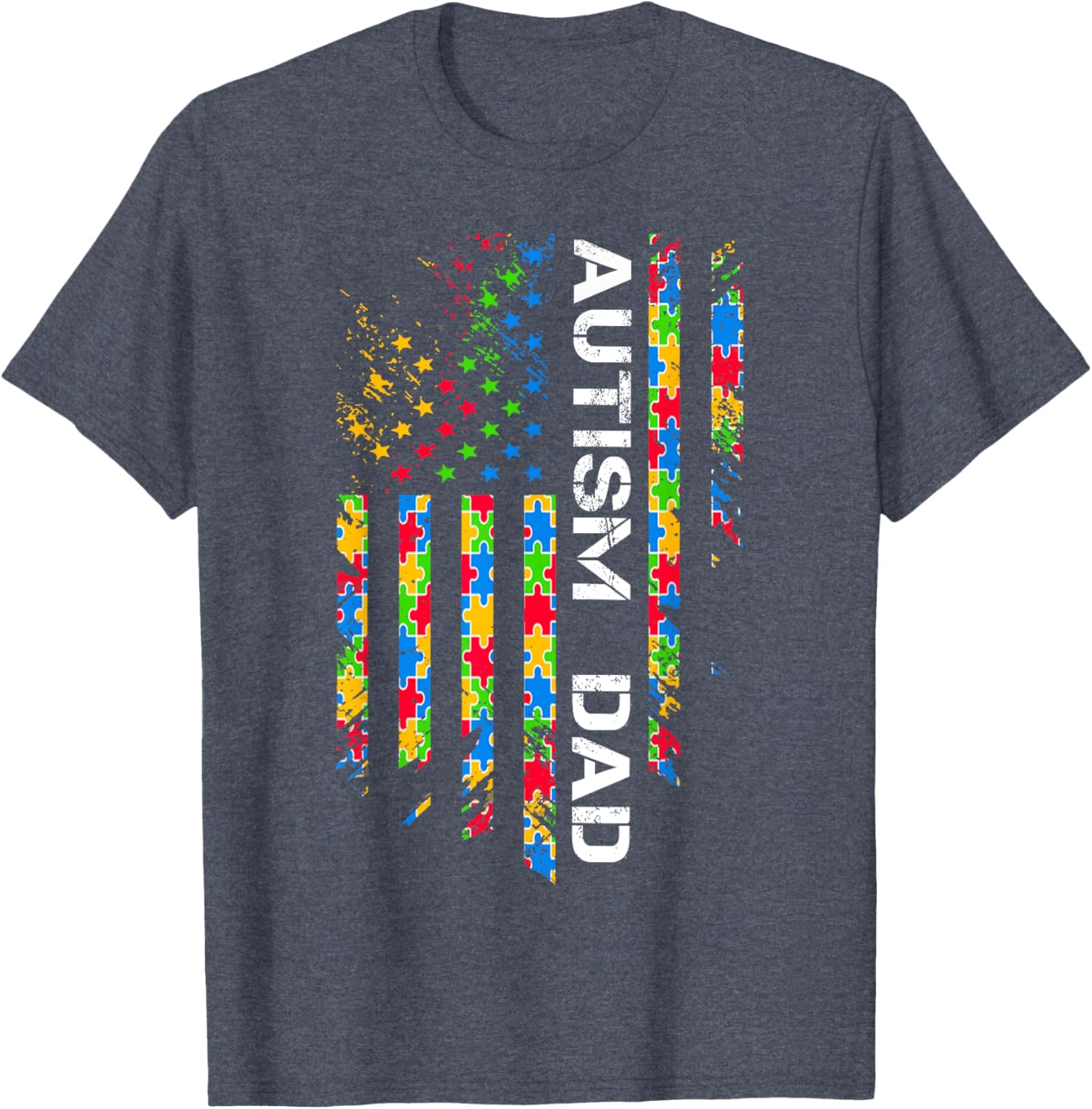 Autism Dad Awareness American Flag USA