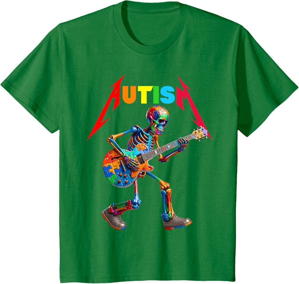 Autism Skeleton Guitar Rock Puzzle Music Autism Awareness