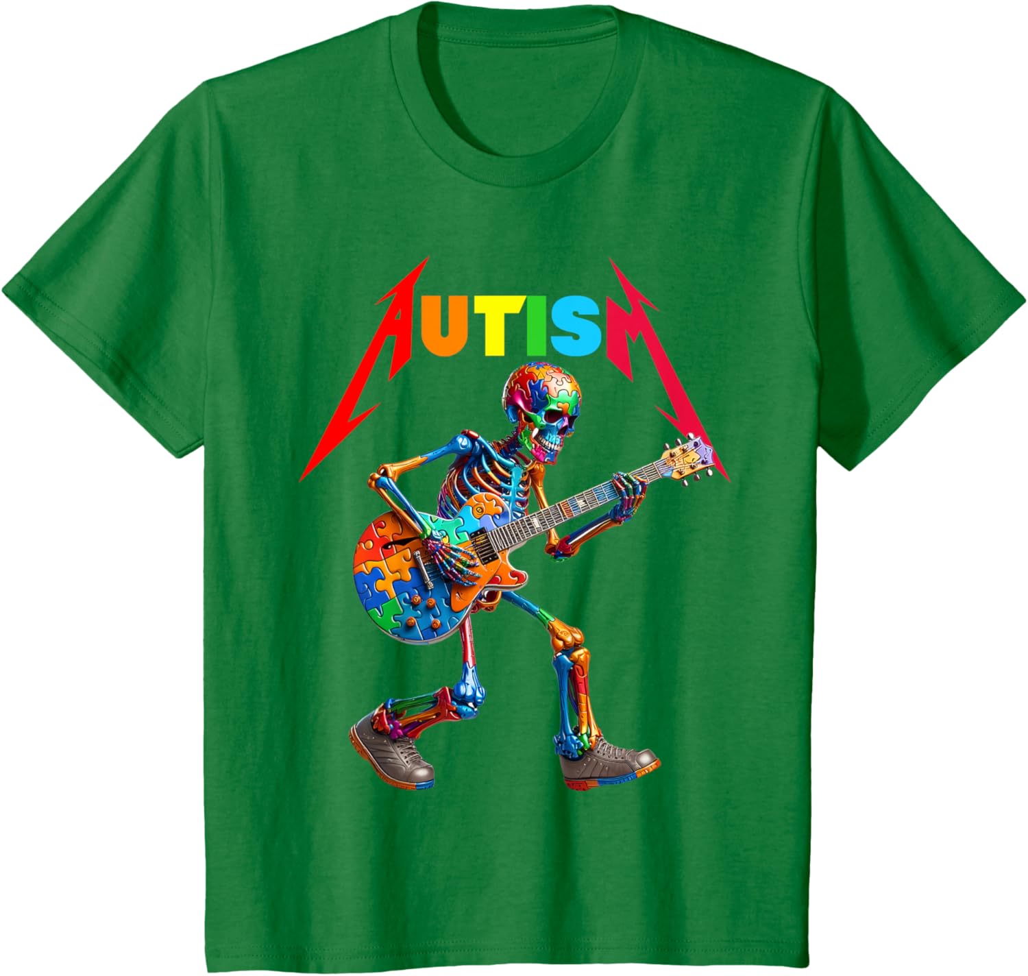 Autism Skeleton Guitar Rock Puzzle Music Autism Awareness