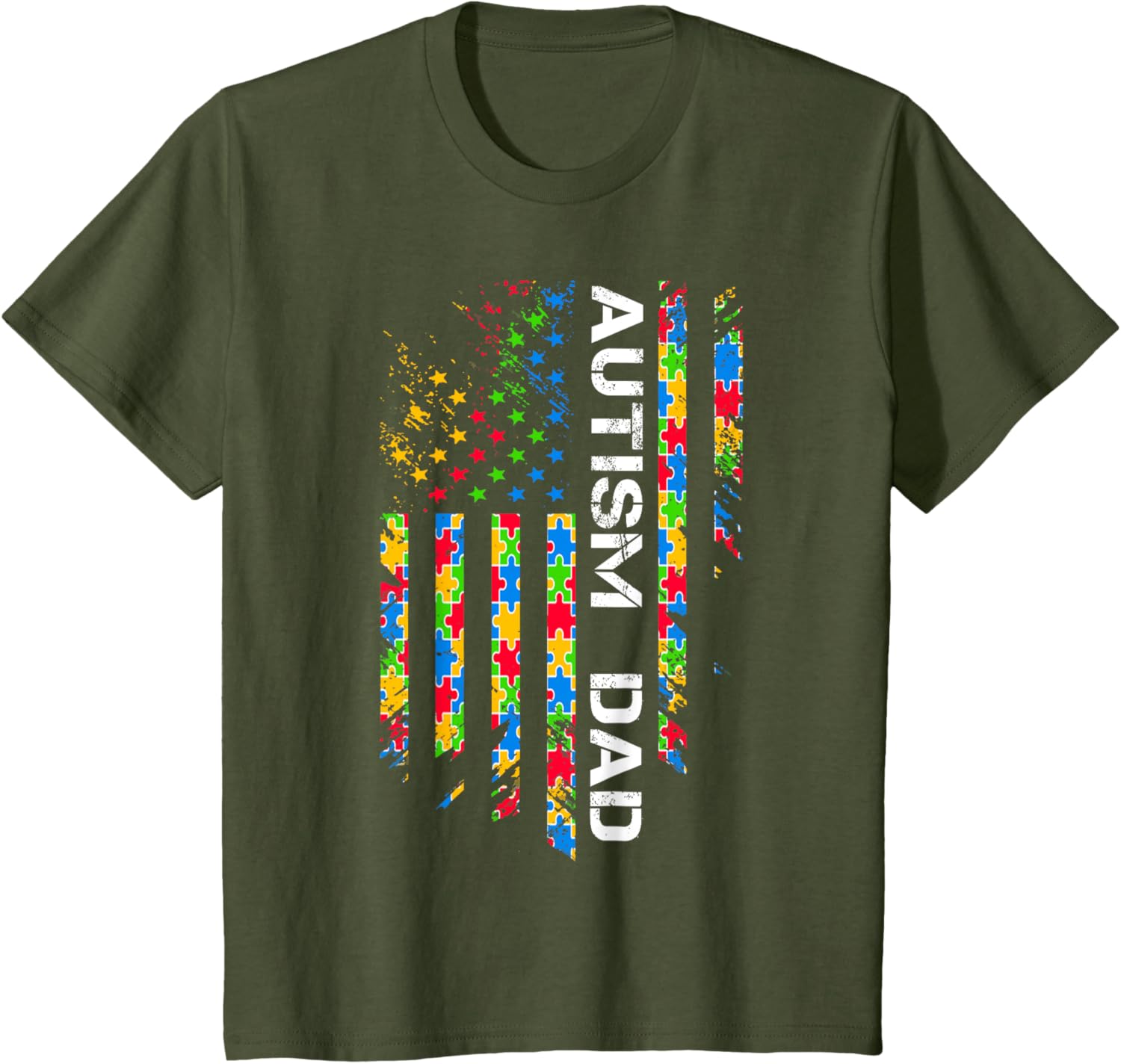 Autism Dad Awareness American Flag USA