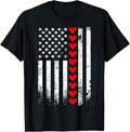 Vintage Valentines Day American Flag Hearts Mens Boys Kids