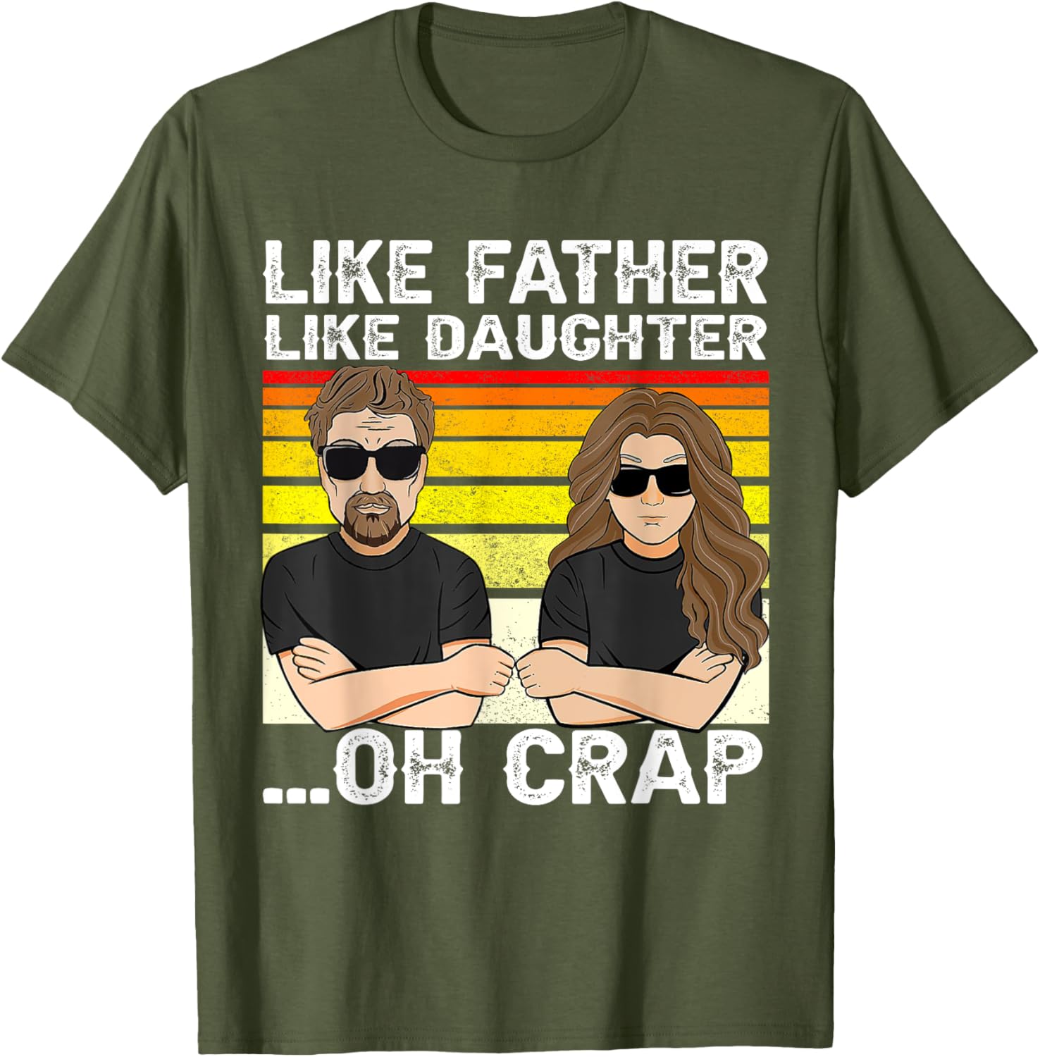 Vintage Retro Dad and Daughter Family Matching Tee - Like Father Like Daughter Oh Crap - Funny Fathers Day T-Shirt - Black - Women's - Small - Short Sleeve - Cotton 100%