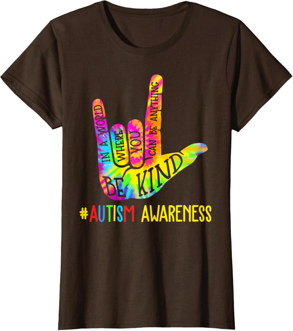 Be Kind ASL Love Sign Language Hand Autism Awareness Tie Dye