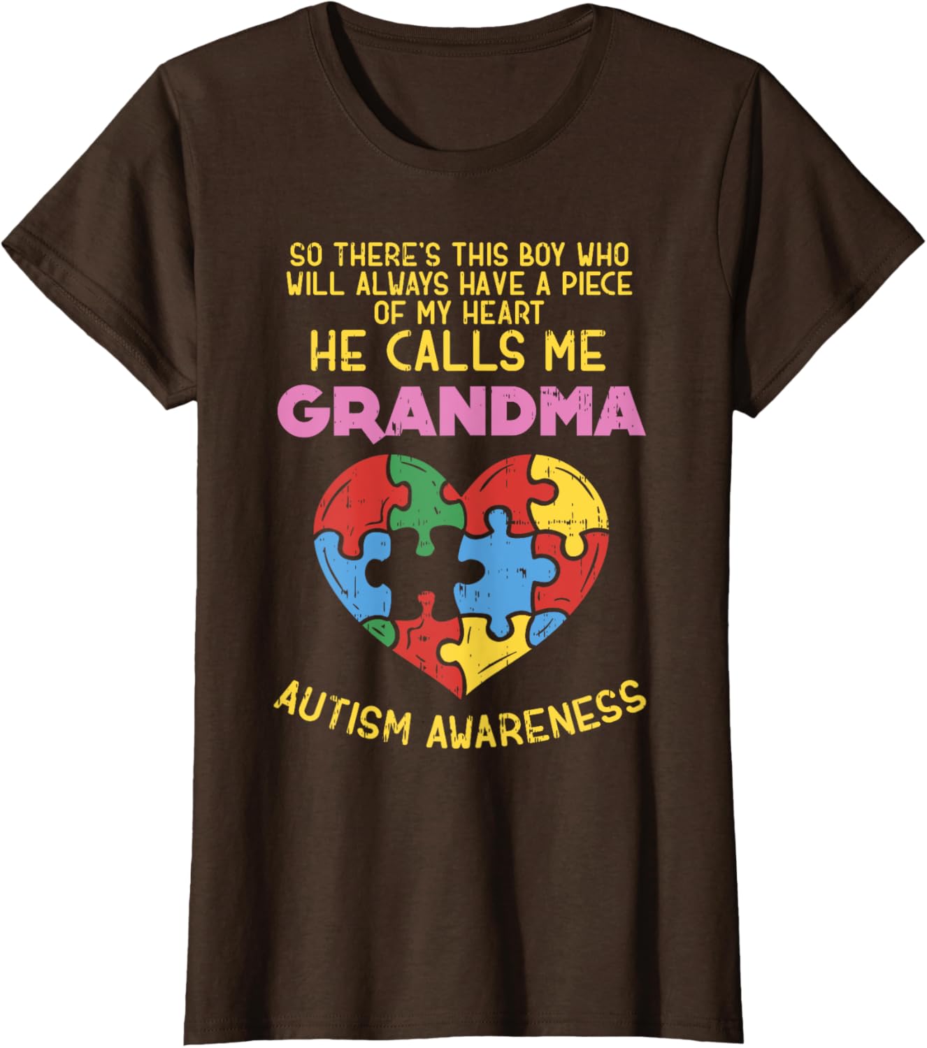 Grandma Autism Awareness Shirt Austistic Boy Piece My Heart