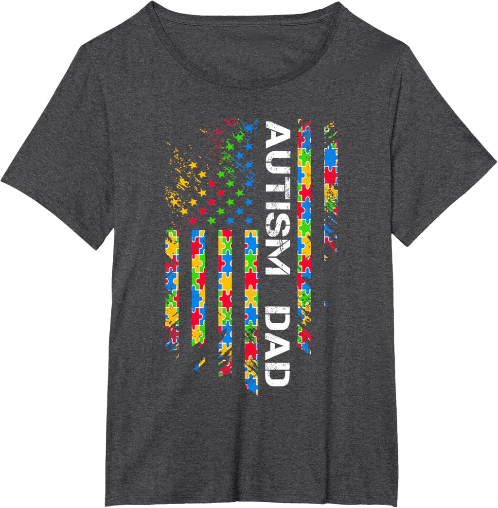 Autism Dad Awareness American Flag USA
