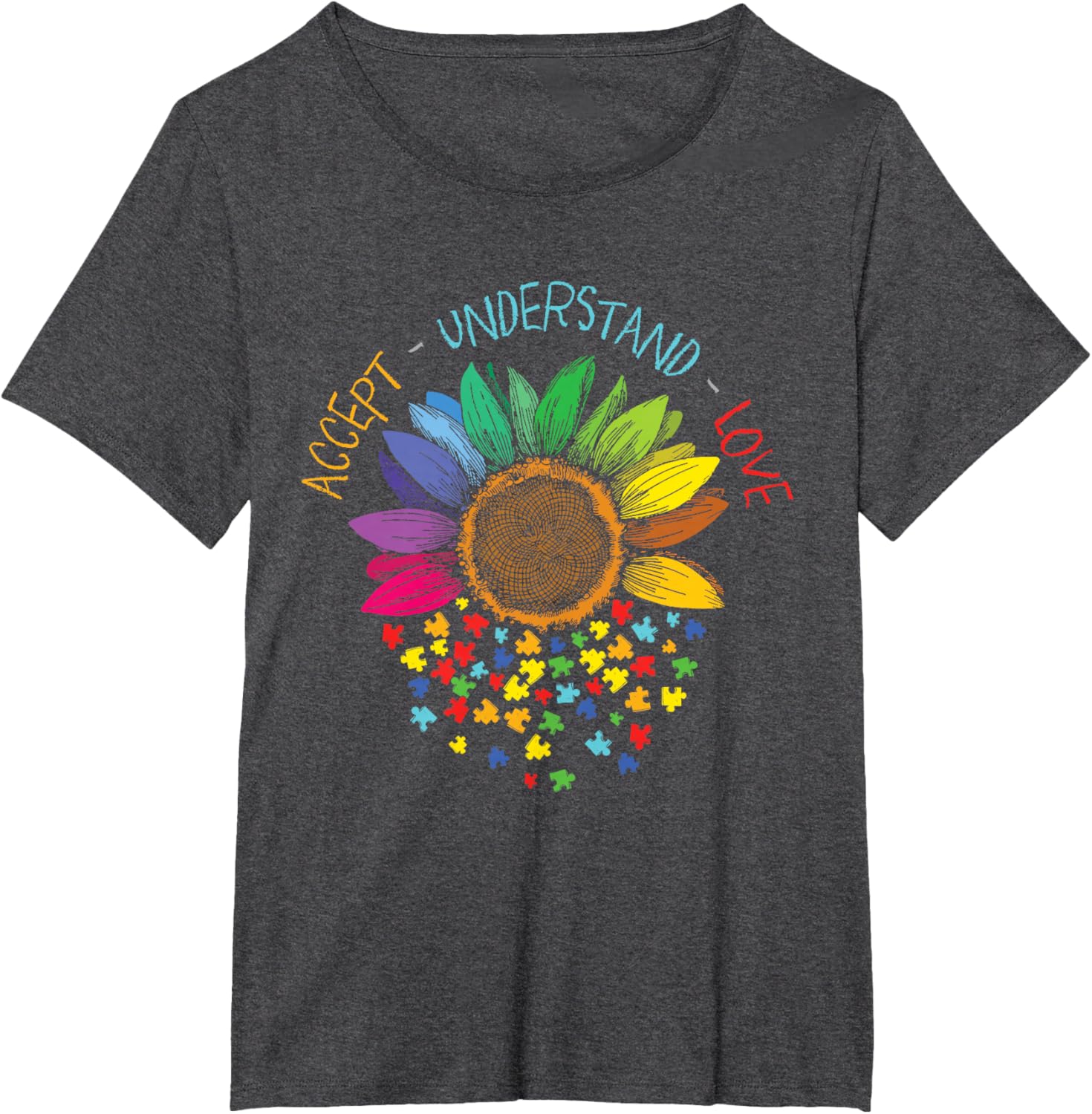 Autism Awareness Accept Understand Love ASD Rainbow Flower