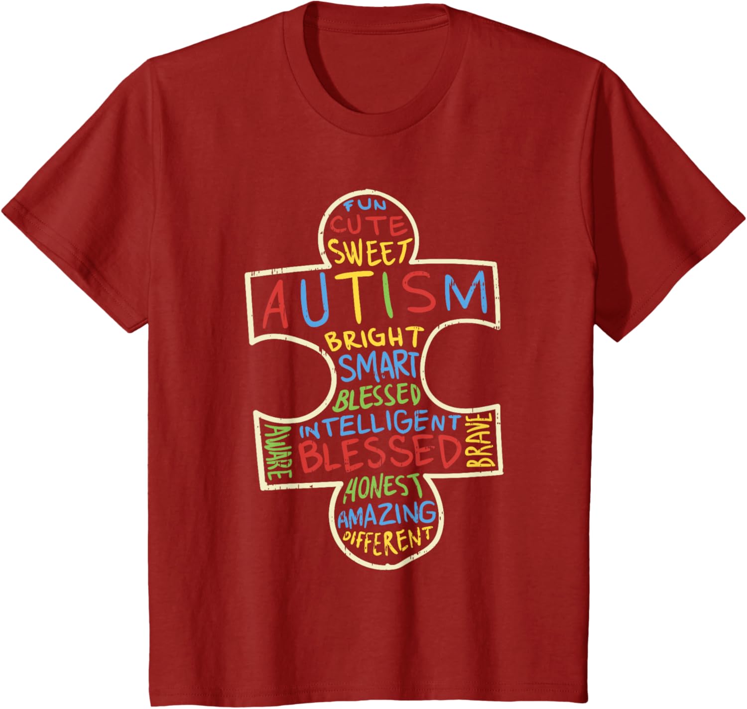 Autism Awareness Shirt Puzzle Piece Words Autistic Gift
