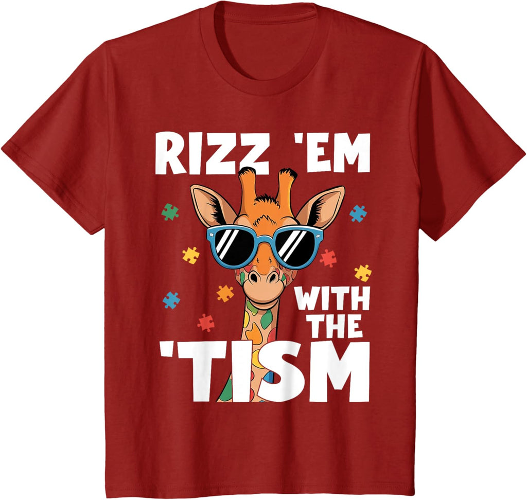 Rizz em with the tism Autism Giraffe Funny Autism Awareness