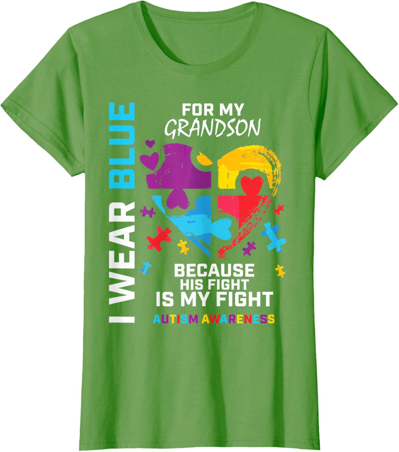 Grandma Grandpa I Wear Blue For My Grandson Autism Awareness