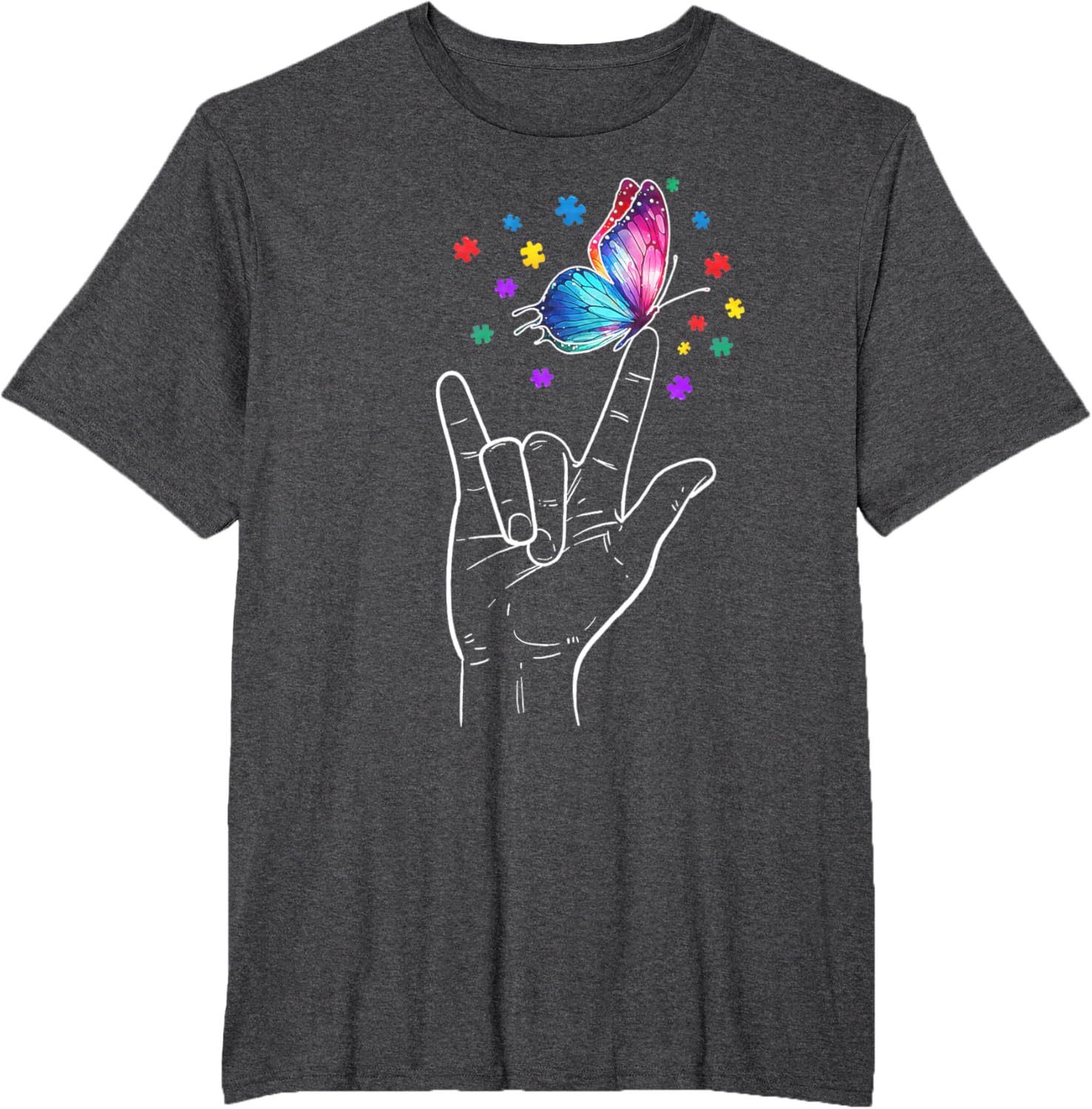 I Love You Hand Sign Language Butterfly Autism Awareness