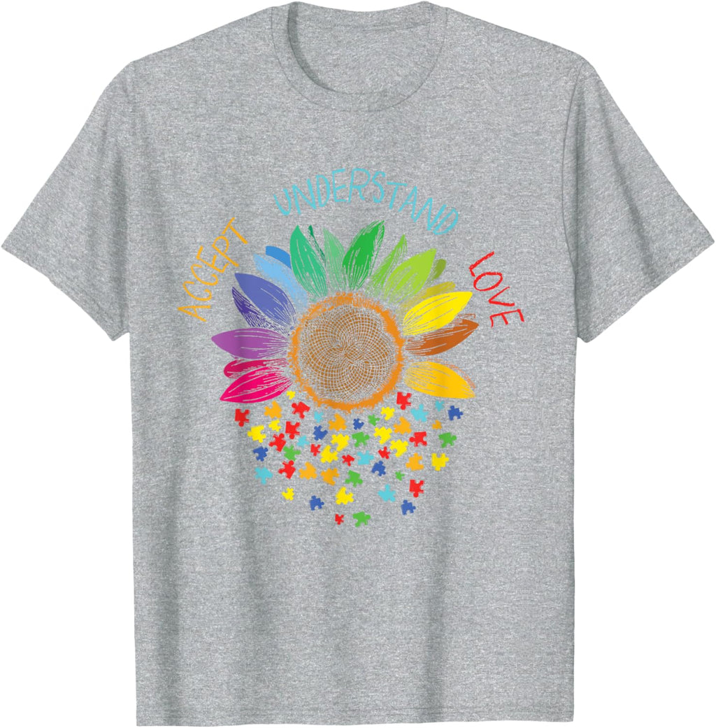 Autism Awareness Accept Understand Love ASD Rainbow Flower