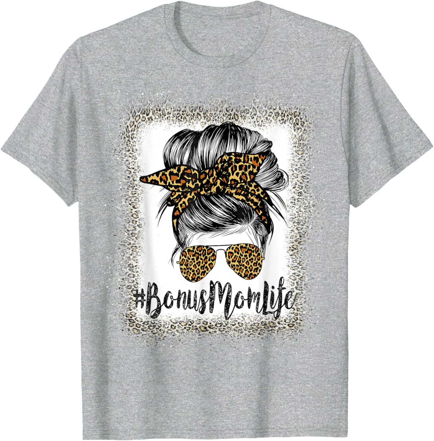 Bonus Mom Life Hair Bandana Glasses Leopard Mother's Day T