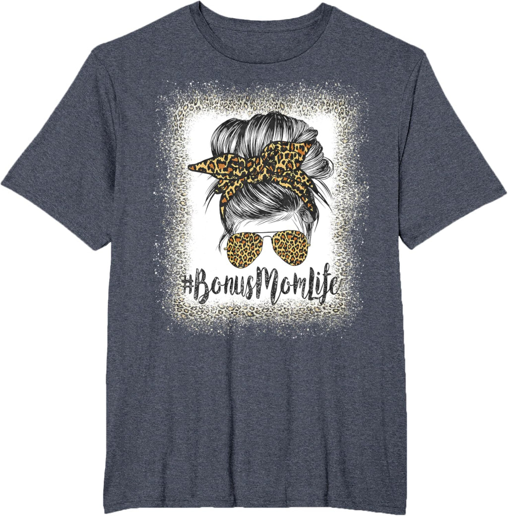Bonus Mom Life Hair Bandana Glasses Leopard Mother's Day T