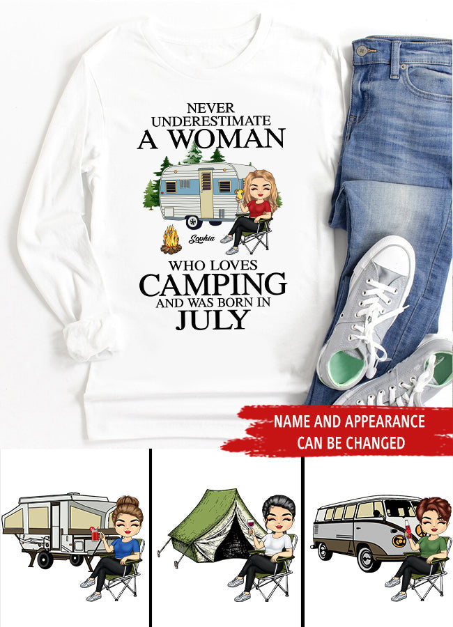 July Birthday Shirt, Birthday Gift For Camping Lover, Camping Shirt Custom Birthday Shirt, Queens Born In July, July Birthday Gifts, July Shirts For Woman